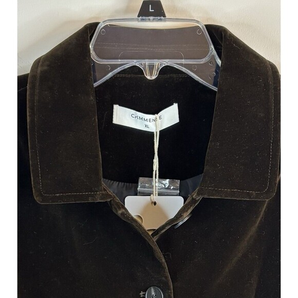 COMMENSE Velvet Lapel Short Blazer Women XL Chocolate Brown Crop Button Jacket - Picture 12 of 16